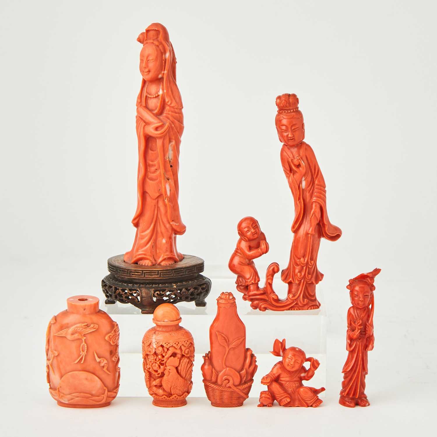 Lot 5 - Seven Chinese Coral Carvings