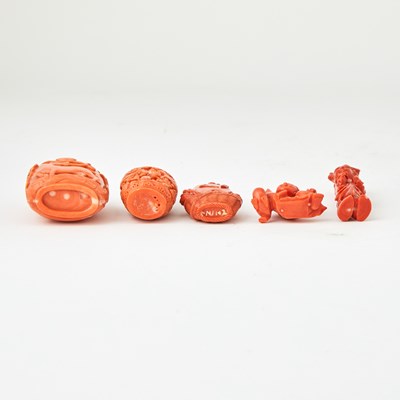 Lot 5 - Seven Chinese Coral Carvings