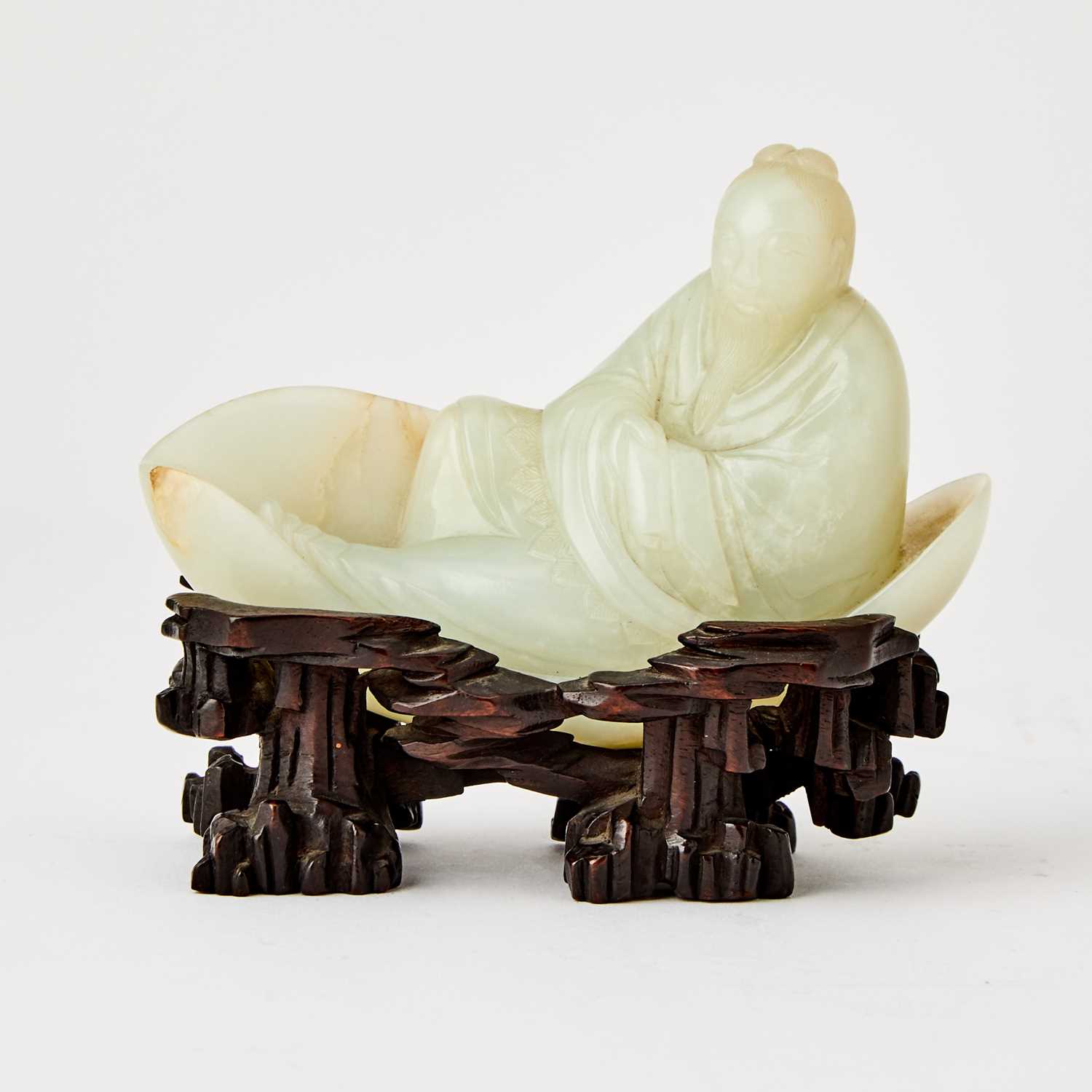 Lot 58 - A Chinese White Jade Carving of Li Bai