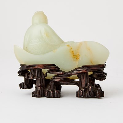 Lot 58 - A Chinese White Jade Carving of Li Bai