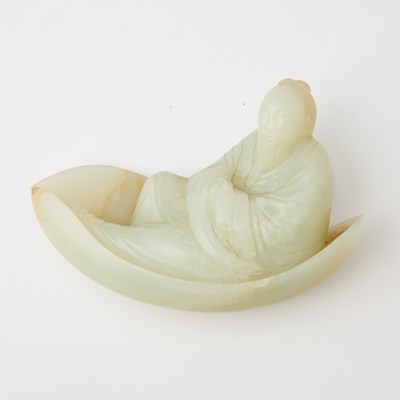 Lot 58 - A Chinese White Jade Carving of Li Bai