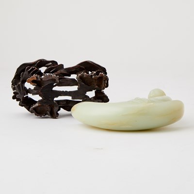Lot 58 - A Chinese White Jade Carving of Li Bai