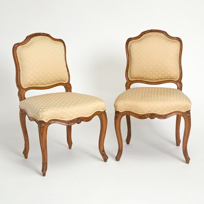 Lot 244 - Pair of Louis XV Beechwood Upholstered Side Chairs