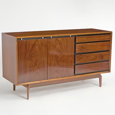 Lot 349 - Mid Century Modern Walnut and Rosewood Credenza