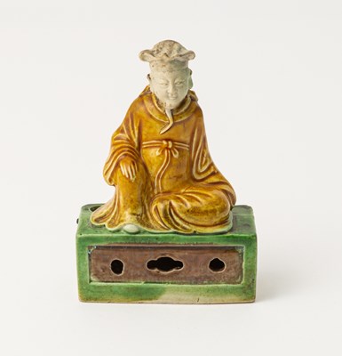 Lot 179 - A Chinese Glazed Biscuit Porcelain Figure of a Scholar