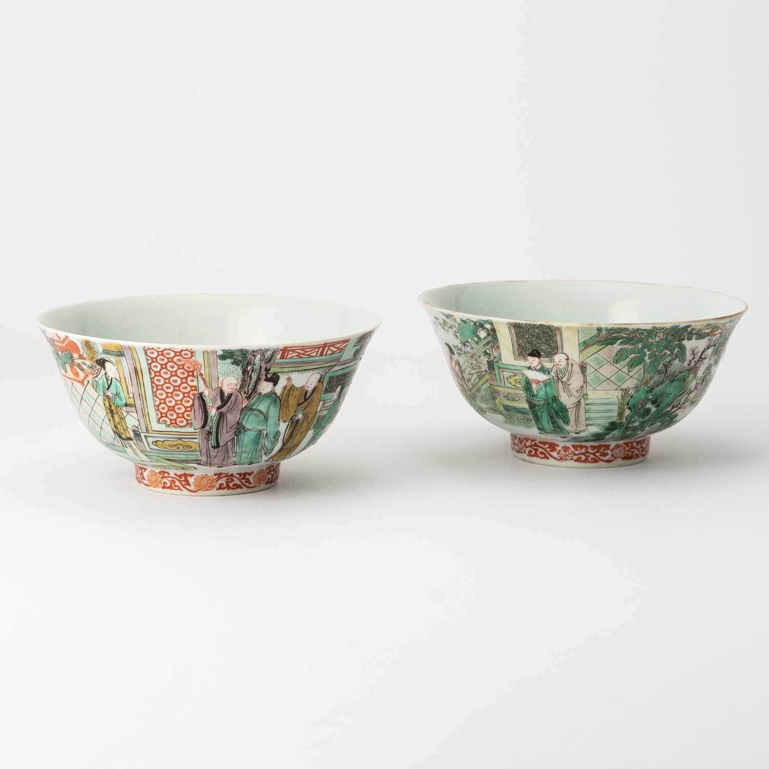 Lot 193 - A Fine Pair of Chinese Famille Verte Porcelain Bowls