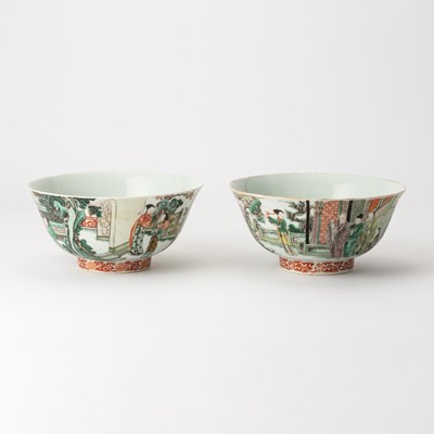 Lot 193 - A Fine Pair of Chinese Famille Verte Porcelain Bowls