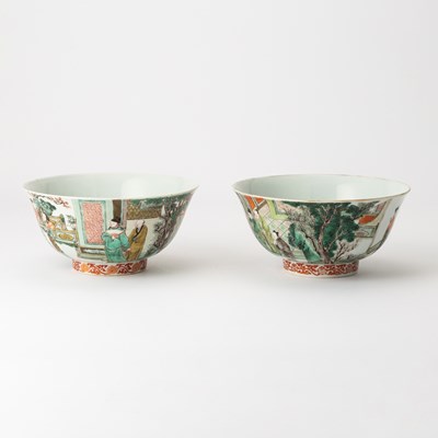 Lot 193 - A Fine Pair of Chinese Famille Verte Porcelain Bowls