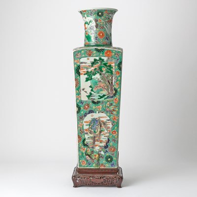 Lot 189 - A Chinese Famille Verte Porcelain Square Vase