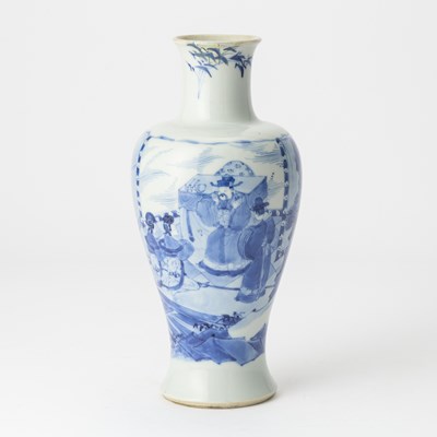 Lot 198 - A Chinese Blue and White Porcelain Baluster Vase