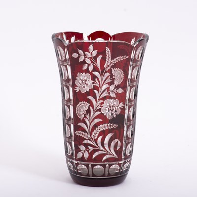 Lot 85 - Cranberry Cut Glass Vase