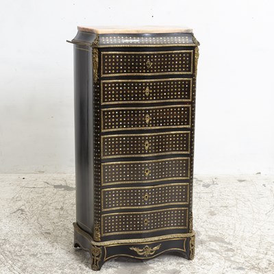 Lot 199 - Napoleon III Style Mother-of-Pearl Inlaid Ebonized Wood Secretaire a Abattant