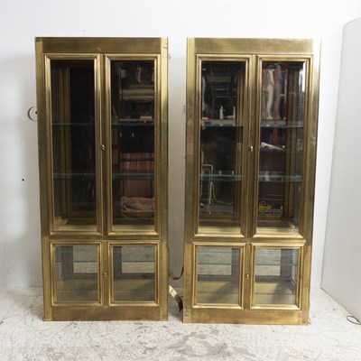 Lot 195 - Pair of Brass Vitrine Cabinets