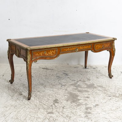 Lot 207 - Louis XV Style Gilt-Metal Mounted Marquetry Inlaid Writing Table