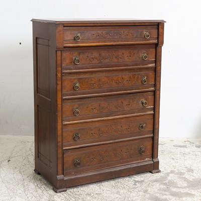 Lot 197 - Walnut Wellington Chest of Drawers