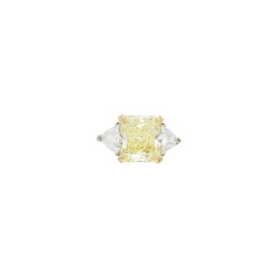 Lot 227 - Platinum, Gold, Fancy Yellow Diamond and Diamond Ring