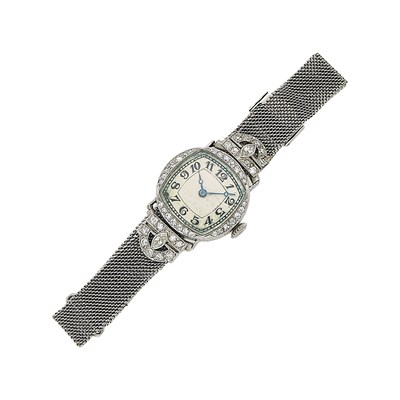 Lot 1143 - Platinum and Diamond Wristwatch