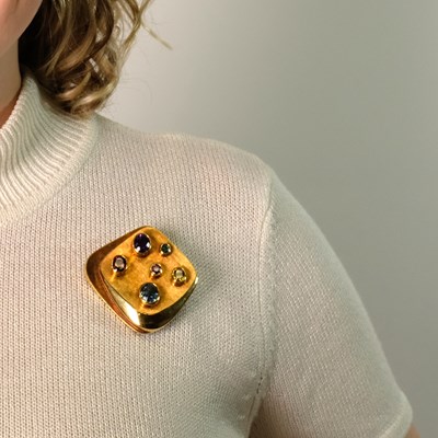 Lot 90 - Burle Marx Gold and Colored Stone Clip-Brooch