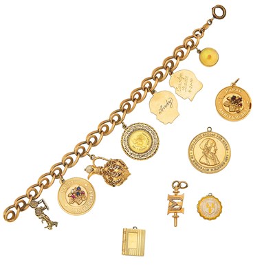 Lot 1248 - Gold Charm Bracelet and Loose Charms