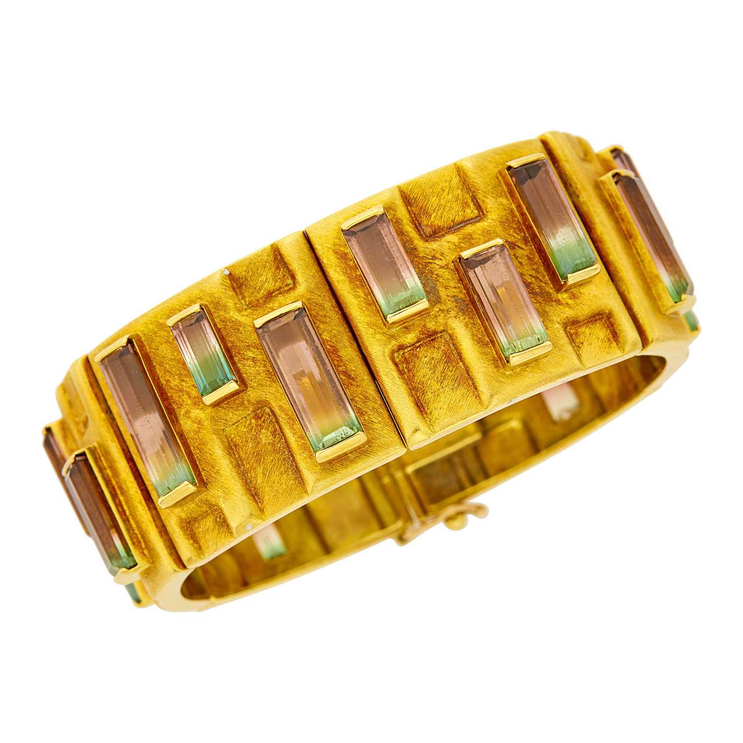 Lot 92 - Bruno Guidi Gold and Bicolor Tourmaline Bracelet