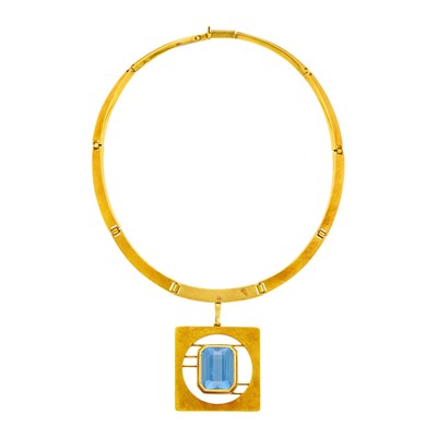 Lot 89 - Burle Marx Gold and Blue Topaz Pendant-Necklace