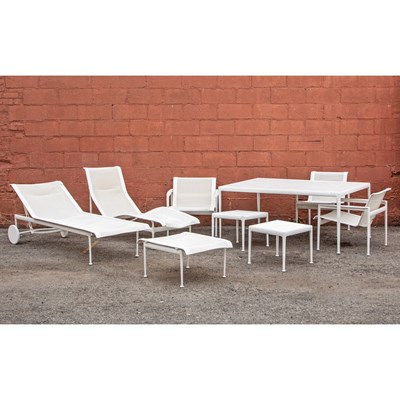 Lot 257 - Group of Richard Schultz Painted White Metal Outdoor Furniture