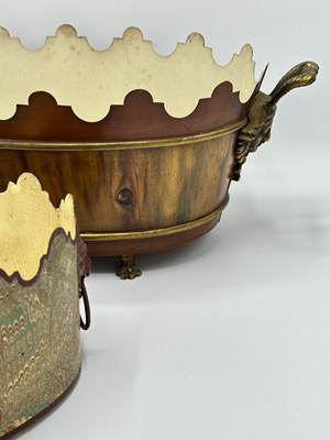 Lot 1114 - Faux Bois Grain-painted Cellarette-form Monteith and a Marble Papered Monteith