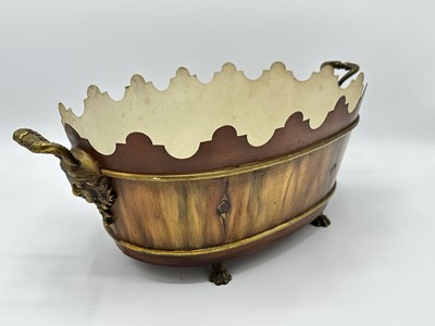 Lot 1114 - Faux Bois Grain-painted Cellarette-form Monteith and a Marble Papered Monteith