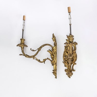 Lot 1123 - Pair of Louis XV Style Gilt-Bronze Single-light Candle Sconces