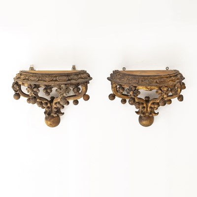 Lot 1111 - Pair of Giltwood Wall Shelves