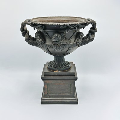 Lot 1104 - Patinated Cast Iron "Warwick Vase" Planter