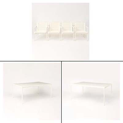 Lot 444 - Group of Richard Schultz Painted White Outdoor Dining Furniture