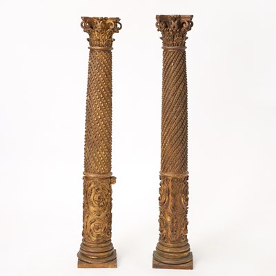 Lot 182 - Pair of Giltwood Columns