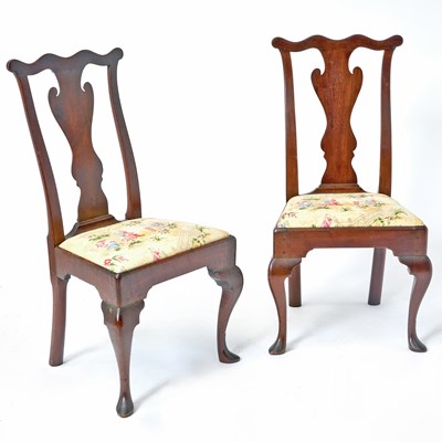 Lot 356 - Pair of Queen Anne Walnut Side Chairs