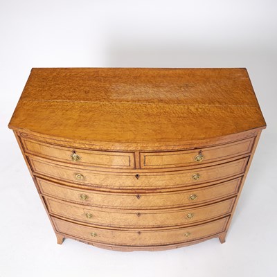 Lot 153 - George III Inlaid Burlwood Bow Front Chest of Drawers
