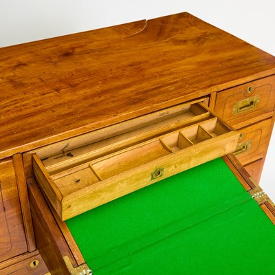 Lot 174 - Late Victorian Inlaid Walnut Campaign Secretary Chest of Drawers