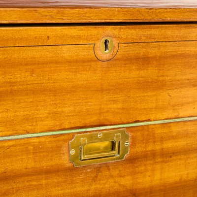 Lot 174 - Late Victorian Inlaid Walnut Campaign Secretary Chest of Drawers