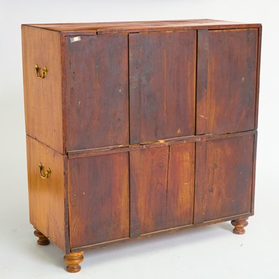 Lot 174 - Late Victorian Inlaid Walnut Campaign Secretary Chest of Drawers