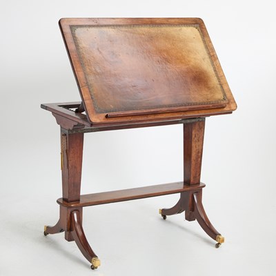 Lot 177 - English Leather Inset Mahogany Drafting Table
