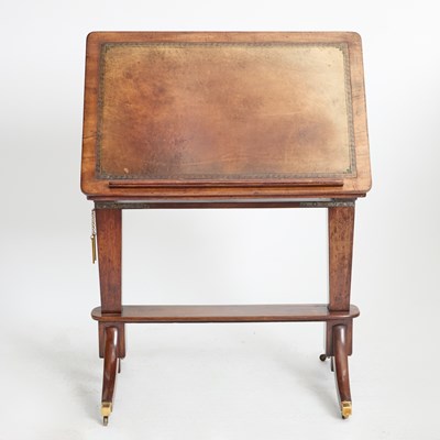 Lot 177 - English Leather Inset Mahogany Drafting Table