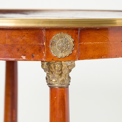 Lot 277 - Pair of Empire Style Gilt-Metal Mounted Stained and Stenciled Wood Occasional Tables