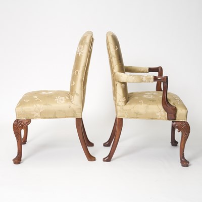 Lot 160 - Set of Ten George III Style Upholstered Mahogany Dining Chairs