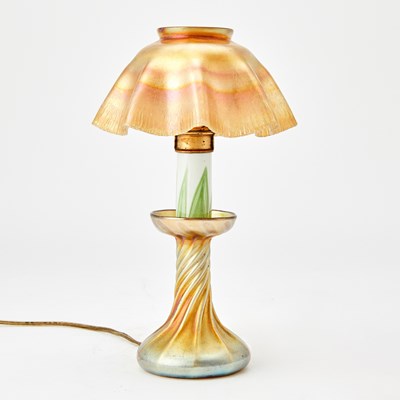 Lot 240 - Tiffany Blown Favrile Glass Candlestick Lamp