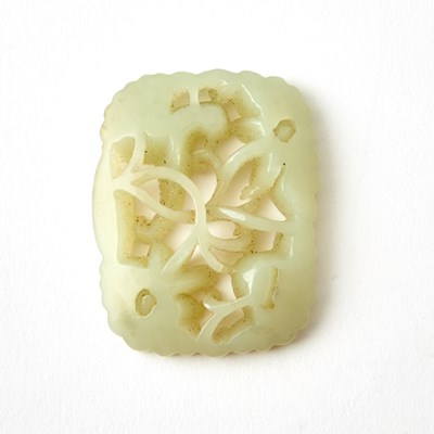 Lot 51 - A Chinese Carved Celadon Jade Plaque