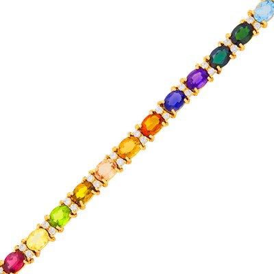 Lot 149 - Gold, Colored Stone and Diamond Bracelet