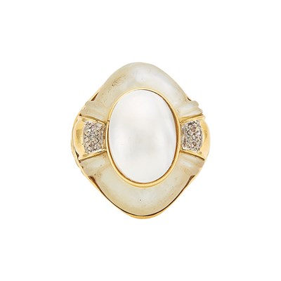 Lot 1035 - Gold, Mother-of-Pearl, Mabé Pearl and Diamond Ring