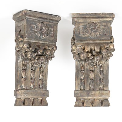 Lot 209 - Pair of Carved and Painted Composition Architectural Corbels