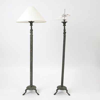 Lot 670 - Pair of Roman Style Patinated Bronze Floor Lamps