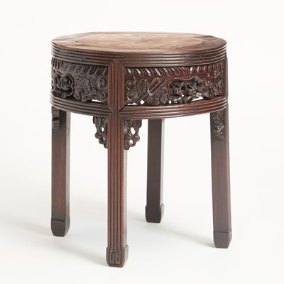 Lot 123 - Chinese Marble Inset Hardwood Tabouret