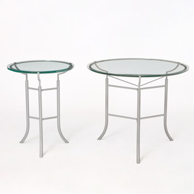 Lot 424 - Two John Saladino Metal and Glass Occasional Tables